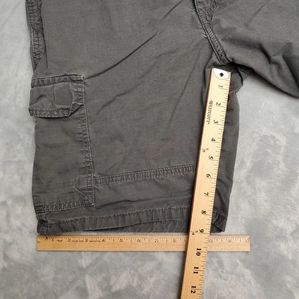 Wrangler Shorts Mens 32 Gray Ripstop Cargo Flat Front Utility Outdoor Workwear